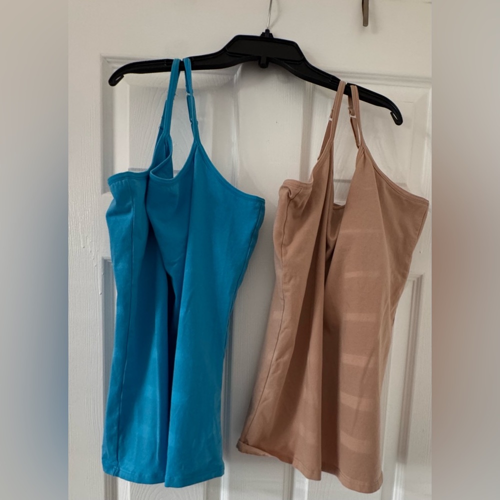 Girls Blue and Tan Spaghetti Strap Tank Tops 2 Pack